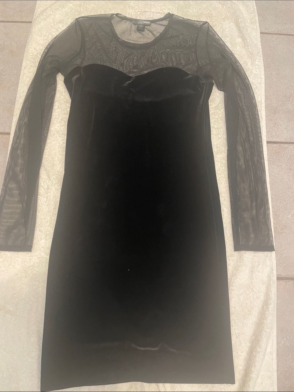 Aqua Black Velvet and Mesh Dress